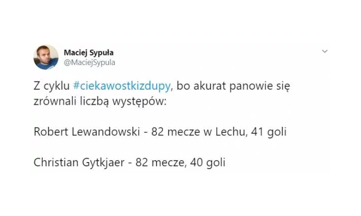 WYRÓWNANE statystyki Gytkjaera i Lewandowskiego z czasów gry w Lechu O.o